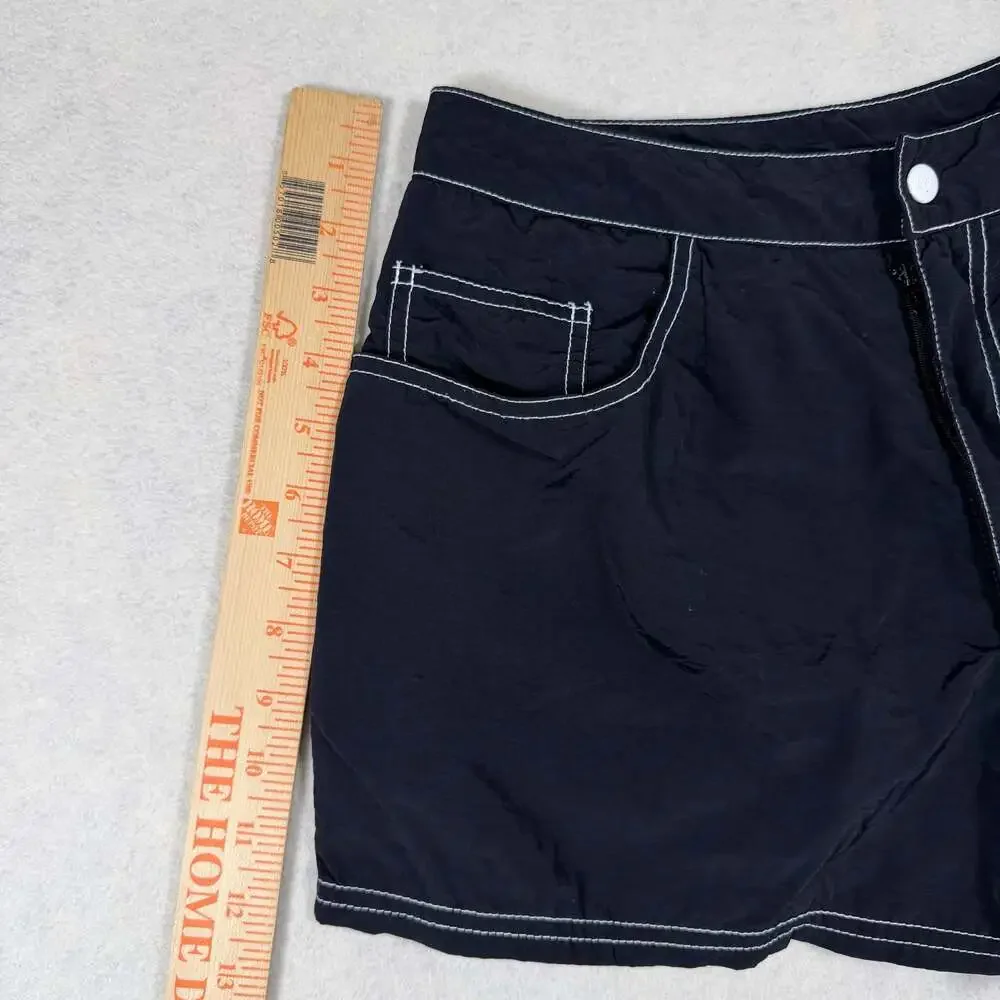 Y2k Mossimo Shorts Womens Size Medium Black Nylon Contrast Stitch Booty Shorts